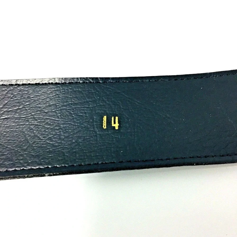 Vintage Retro‎ Womens Belt Size 14 Black Shiny Faux Alligator Print
